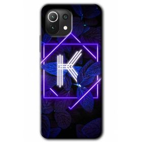 Gramaphone Mi 11 Lite Hd Desen Baskılı Arka Kapak Dark Neon Yaprak K Harfi Kılıf