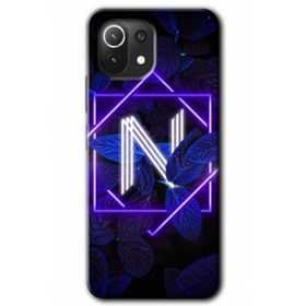 Gramaphone Mi 11 Lite Hd Desen Baskılı Arka Kapak Dark Neon Yaprak N Harfi Kılıf