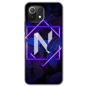 Gramaphone Mi 11 Lite Hd Desen Baskılı Arka Kapak Dark Neon Yaprak N Harfi Kılıf