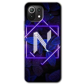 Gramaphone Mi 11 Lite Hd Desen Baskılı Arka Kapak Dark Neon Yaprak N Harfi Kılıf