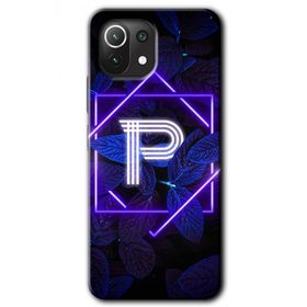 Gramaphone Mi 11 Lite Hd Desen Baskılı Arka Kapak Dark Neon Yaprak P Harfi Kılıf