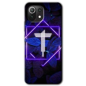 Gramaphone Mi 11 Lite Hd Desen Baskılı Arka Kapak Dark Neon Yaprak T Harfi Kılıf