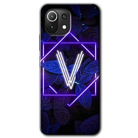 Gramaphone Mi 11 Lite Hd Desen Baskılı Arka Kapak Dark Neon Yaprak V Harfi Kılıf