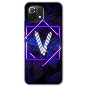 Gramaphone Mi 11 Lite Hd Desen Baskılı Arka Kapak Dark Neon Yaprak V Harfi Kılıf