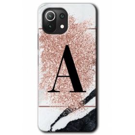 Gramaphone Mi 11 Lite Hd Desen Baskılı Arka Kapak Pembe Mermer Desenli A Harfi Kılıf