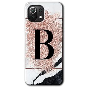 Gramaphone Mi 11 Lite Hd Desen Baskılı Arka Kapak Pembe Mermer Desenli B Harfi Kılıf