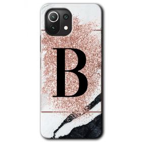 Gramaphone Mi 11 Lite Hd Desen Baskılı Arka Kapak Pembe Mermer Desenli B Harfi Kılıf