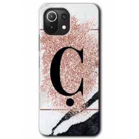 Gramaphone Mi 11 Lite Hd Desen Baskılı Arka Kapak Pembe Mermer Desenli Ç Harfi Kılıf