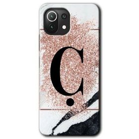Gramaphone Mi 11 Lite Hd Desen Baskılı Arka Kapak Pembe Mermer Desenli Ç Harfi Kılıf