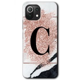 Gramaphone Mi 11 Lite Hd Desen Baskılı Arka Kapak Pembe Mermer Desenli Ç Harfi Kılıf