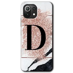 Gramaphone Mi 11 Lite Hd Desen Baskılı Arka Kapak Pembe Mermer Desenli D Harfi Kılıf
