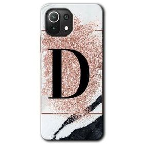 Gramaphone Mi 11 Lite Hd Desen Baskılı Arka Kapak Pembe Mermer Desenli D Harfi Kılıf