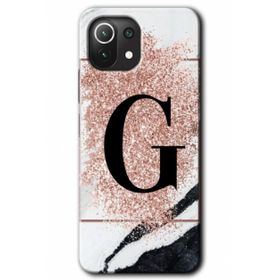 Gramaphone Mi 11 Lite Hd Desen Baskılı Arka Kapak Pembe Mermer Desenli G Harfi Kılıf