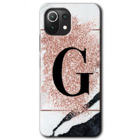 Gramaphone Mi 11 Lite Hd Desen Baskılı Arka Kapak Pembe Mermer Desenli G Harfi Kılıf