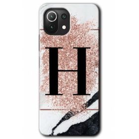 Gramaphone Mi 11 Lite Hd Desen Baskılı Arka Kapak Pembe Mermer Desenli H Harfi Kılıf