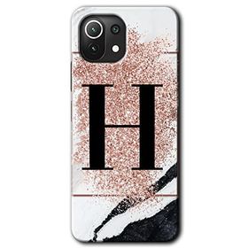 Gramaphone Mi 11 Lite Hd Desen Baskılı Arka Kapak Pembe Mermer Desenli H Harfi Kılıf