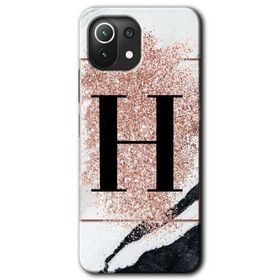 Gramaphone Mi 11 Lite Hd Desen Baskılı Arka Kapak Pembe Mermer Desenli H Harfi Kılıf