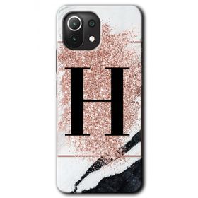 Gramaphone Mi 11 Lite Hd Desen Baskılı Arka Kapak Pembe Mermer Desenli H Harfi Kılıf