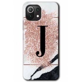 Gramaphone Mi 11 Lite Hd Desen Baskılı Arka Kapak Pembe Mermer Desenli J Harfi Kılıf