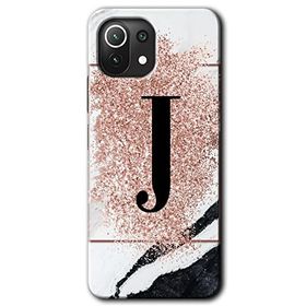 Gramaphone Mi 11 Lite Hd Desen Baskılı Arka Kapak Pembe Mermer Desenli J Harfi Kılıf