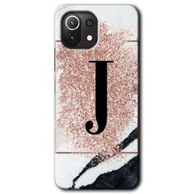 Gramaphone Mi 11 Lite Hd Desen Baskılı Arka Kapak Pembe Mermer Desenli J Harfi Kılıf