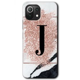 Gramaphone Mi 11 Lite Hd Desen Baskılı Arka Kapak Pembe Mermer Desenli J Harfi Kılıf