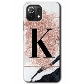 Gramaphone Mi 11 Lite Hd Desen Baskılı Arka Kapak Pembe Mermer Desenli K Harfi Kılıf