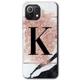 Gramaphone Mi 11 Lite Hd Desen Baskılı Arka Kapak Pembe Mermer Desenli K Harfi Kılıf
