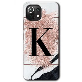 Gramaphone Mi 11 Lite Hd Desen Baskılı Arka Kapak Pembe Mermer Desenli K Harfi Kılıf