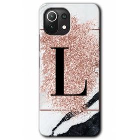 Gramaphone Mi 11 Lite Hd Desen Baskılı Arka Kapak Pembe Mermer Desenli L Harfi Kılıf