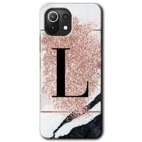 Gramaphone Mi 11 Lite Hd Desen Baskılı Arka Kapak Pembe Mermer Desenli L Harfi Kılıf