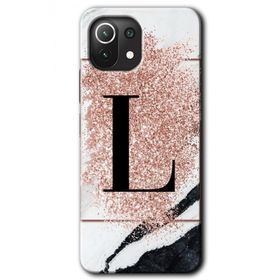 Gramaphone Mi 11 Lite Hd Desen Baskılı Arka Kapak Pembe Mermer Desenli L Harfi Kılıf