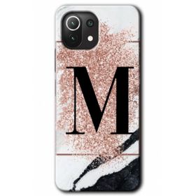 Gramaphone Mi 11 Lite Hd Desen Baskılı Arka Kapak Pembe Mermer Desenli M Harfi Kılıf