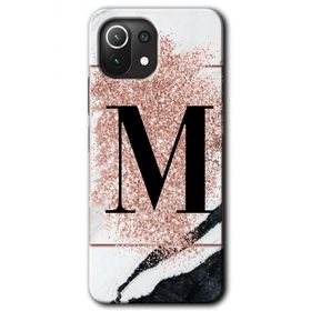 Gramaphone Mi 11 Lite Hd Desen Baskılı Arka Kapak Pembe Mermer Desenli M Harfi Kılıf