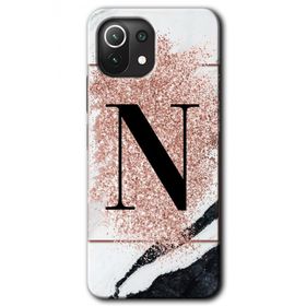 Gramaphone Mi 11 Lite Hd Desen Baskılı Arka Kapak Pembe Mermer Desenli N Harfi Kılıf