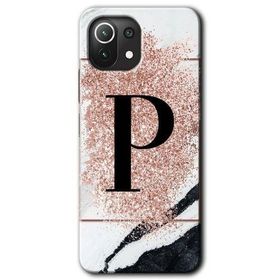 Gramaphone Mi 11 Lite Hd Desen Baskılı Arka Kapak Pembe Mermer Desenli P Harfi Kılıf