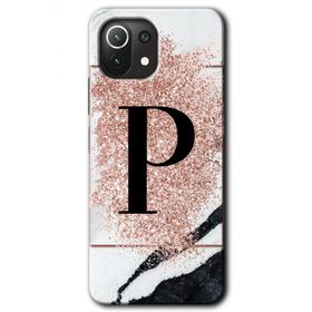 Gramaphone Mi 11 Lite Hd Desen Baskılı Arka Kapak Pembe Mermer Desenli P Harfi Kılıf