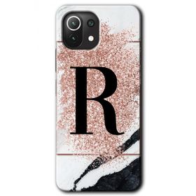 Gramaphone Mi 11 Lite Hd Desen Baskılı Arka Kapak Pembe Mermer Desenli R Harfi Kılıf