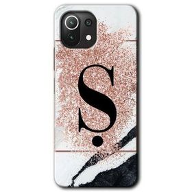 Gramaphone Mi 11 Lite Hd Desen Baskılı Arka Kapak Pembe Mermer Desenli S Harfi Kılıf