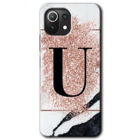 Gramaphone Mi 11 Lite Hd Desen Baskılı Arka Kapak Pembe Mermer Desenli U Harfi Kılıf