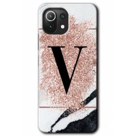 Gramaphone Mi 11 Lite Hd Desen Baskılı Arka Kapak Pembe Mermer Desenli V Harfi Kılıf