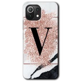 Gramaphone Mi 11 Lite Hd Desen Baskılı Arka Kapak Pembe Mermer Desenli V Harfi Kılıf