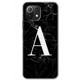 Gramaphone Mi 11 Lite Hd Desen Baskılı Arka Kapak Siyah Mermer Desenli A Harfi Kılıf