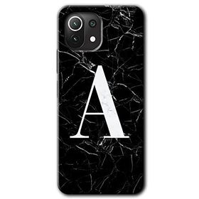 Gramaphone Mi 11 Lite Hd Desen Baskılı Arka Kapak Siyah Mermer Desenli A Harfi Kılıf