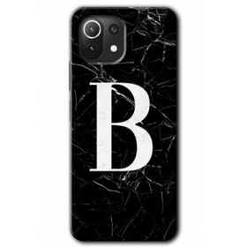 Gramaphone Mi 11 Lite Hd Desen Baskılı Arka Kapak Siyah Mermer Desenli B Harfi Kılıf
