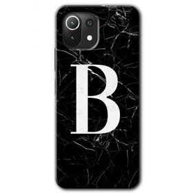 Gramaphone Mi 11 Lite Hd Desen Baskılı Arka Kapak Siyah Mermer Desenli B Harfi Kılıf