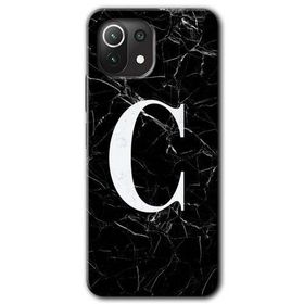 Gramaphone Mi 11 Lite Hd Desen Baskılı Arka Kapak Siyah Mermer Desenli C Harfi Kılıf