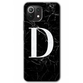 Gramaphone Mi 11 Lite Hd Desen Baskılı Arka Kapak Siyah Mermer Desenli D Harfi Kılıf