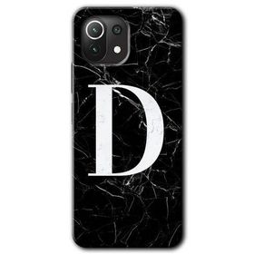 Gramaphone Mi 11 Lite Hd Desen Baskılı Arka Kapak Siyah Mermer Desenli D Harfi Kılıf