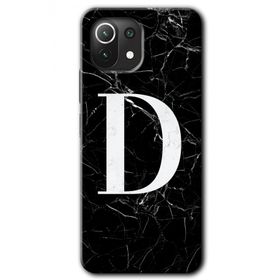 Gramaphone Mi 11 Lite Hd Desen Baskılı Arka Kapak Siyah Mermer Desenli D Harfi Kılıf